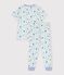 Pyjama enfant en coton manches courtes jambes longues imprim&eacute; bleu/multicouleur