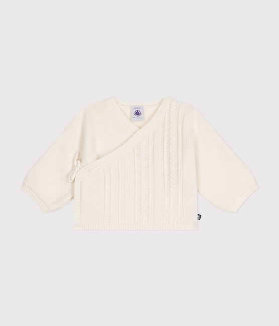 Cardigan en laine et coton bébé blanc MARSHMALLOW