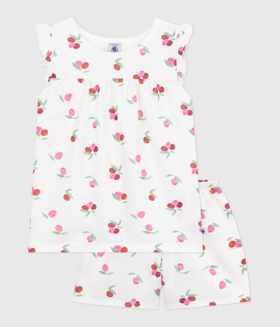 Pyjama short enfant en coton imprimé fruits blanc MARSHMALLOW/blanc MULTICO