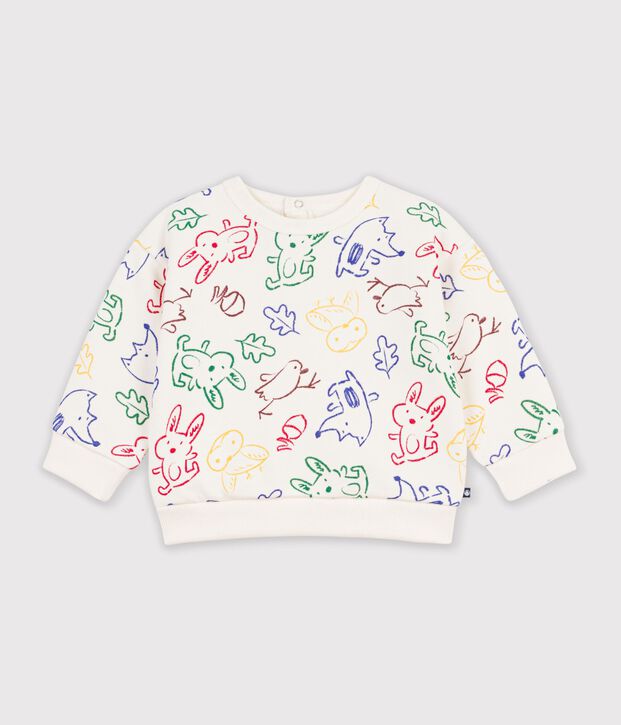 Sweatshirt b&eacute;b&eacute; en coton imprim&eacute; animalier &eacute;cru/multicouleur