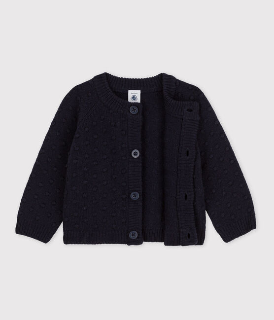Cardigan bébé en tricot en laine bleu SMOKING