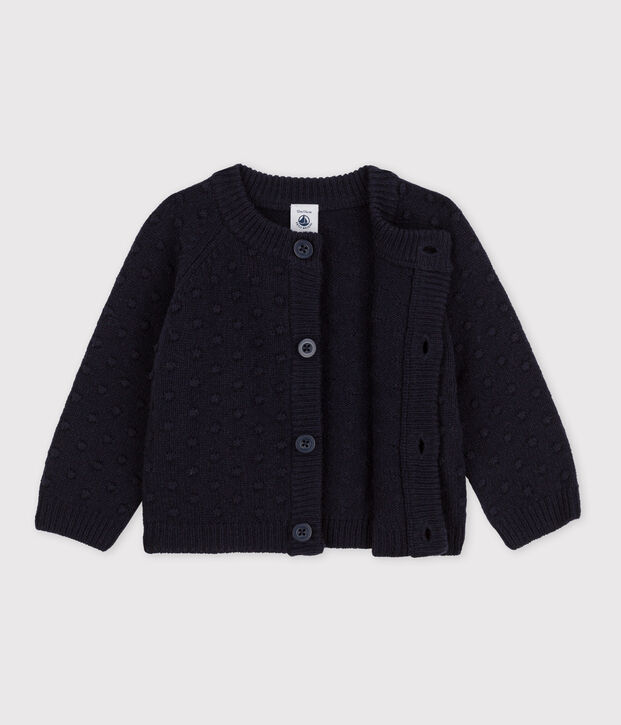 Cardigan b&eacute;b&eacute; en tricot en laine bleu