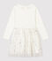 Robe manches longues coton et tulle enfant fille blanc MARSHMALLOW/gris ARGENT