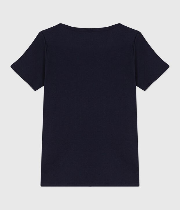 Tee-shirt Femme Iconique col amiral en coton bleu marine