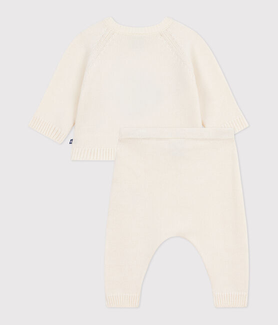Ensemble 2 pièces bébé en tricot, imprimé pingouin blanc MARSHMALLOW/blanc MULTICO