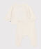 Ensemble 2 pièces bébé en tricot, imprimé pingouin blanc MARSHMALLOW/blanc MULTICO