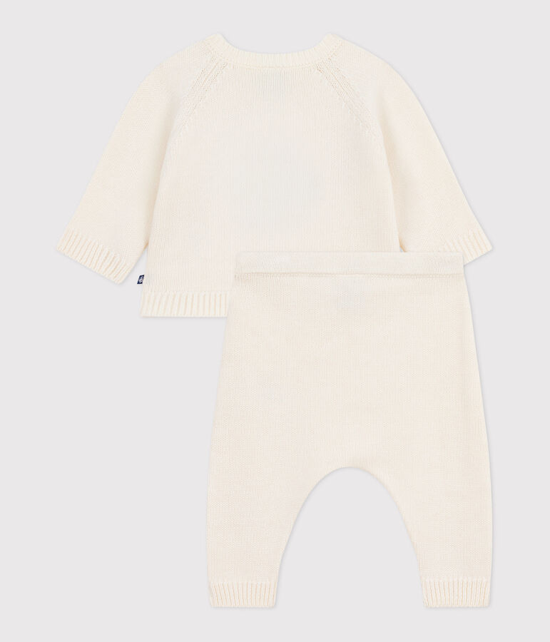 Ensemble 2 pi&egrave;ces b&eacute;b&eacute; en tricot, imprim&eacute; pingouin blanc MARSHMALLOW/blanc MULTICO