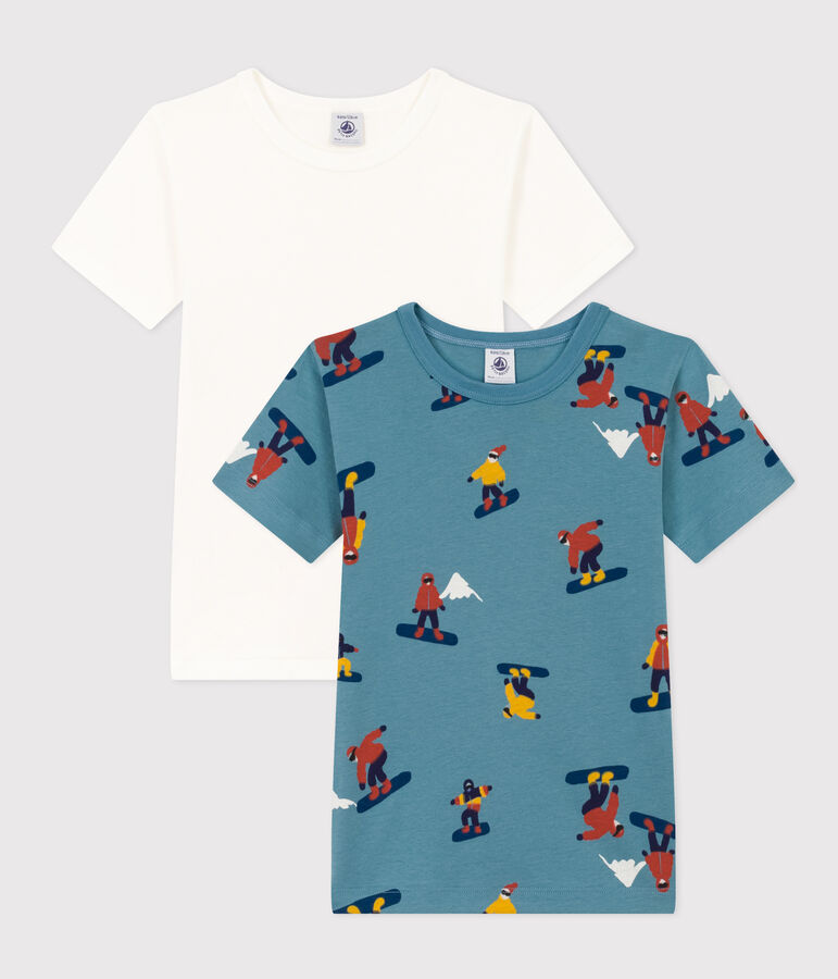Lot de 2 tee shirts manches courtes snowboard en coton petit gar&ccedil;on multicouleur