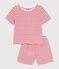 Pyjama short enfant en coton à rayures rouge MARSHMALLOW/ SPI