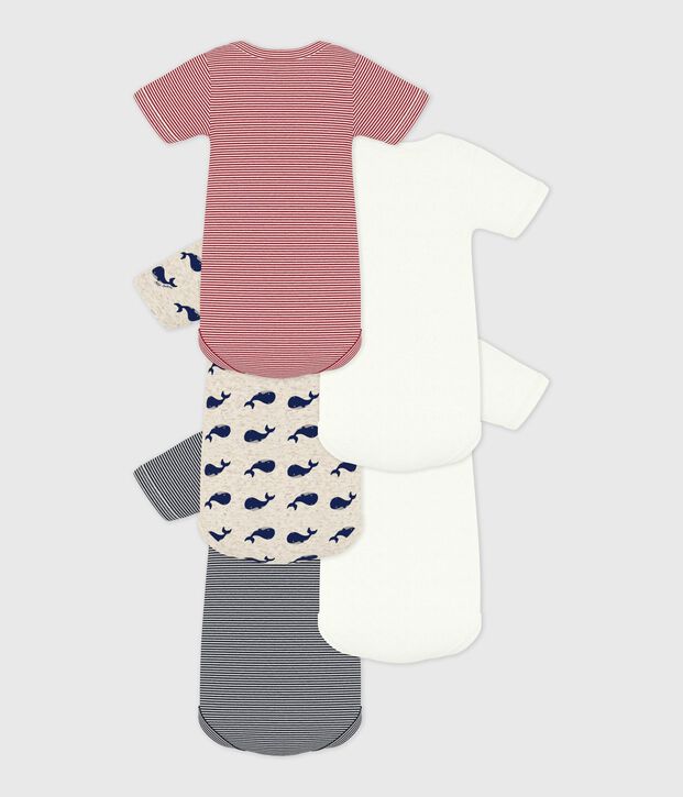 Lot de bodies manches courtes en coton imprim&eacute; baleine b&eacute;b&eacute; multicouleur