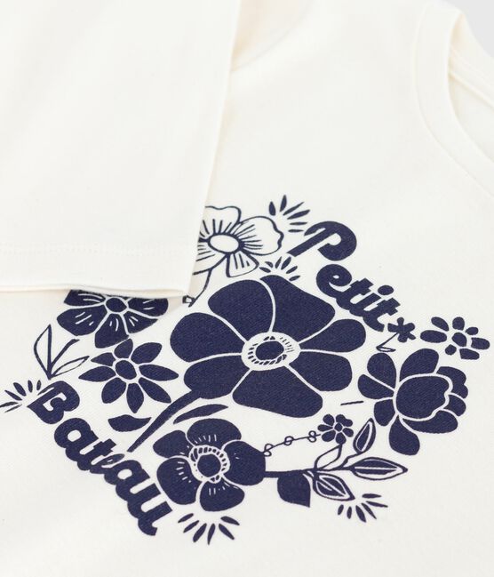 Tee-shirt enfant manches longues en coton imprimé écru MILK