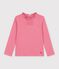 Tee-shirt &agrave; col enfant manches longues uni rose