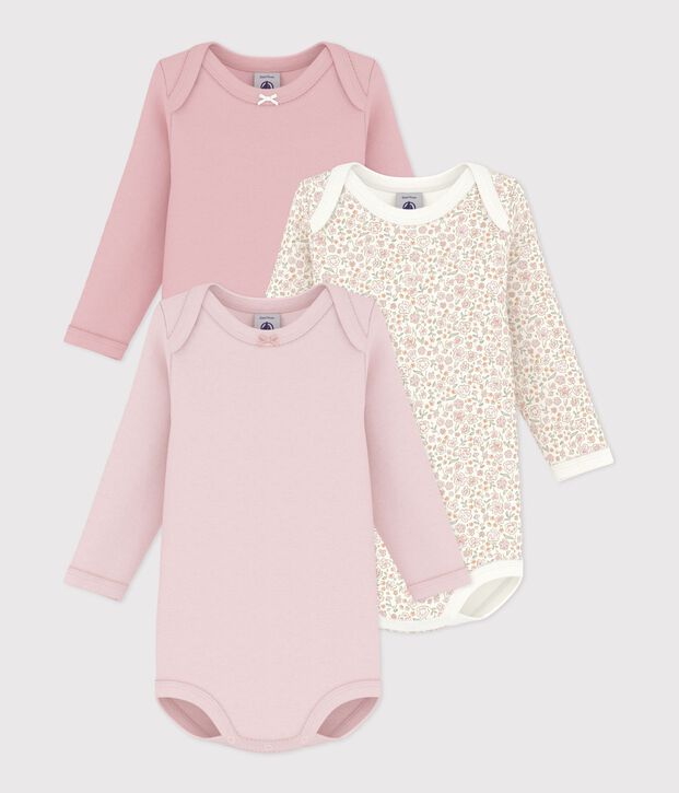 Lot de bodies manches longues en coton imprim&eacute; &agrave; fleurs b&eacute;b&eacute; multicouleur