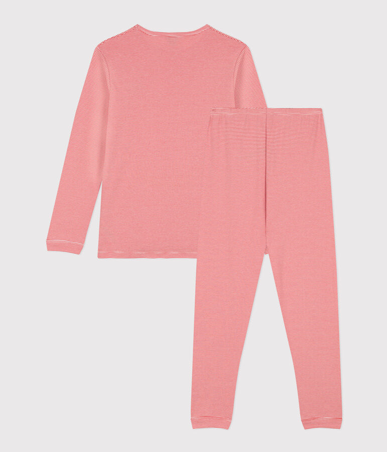 Pyjama ray&eacute; gar&ccedil;on en coton orange/blanc