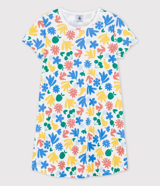 Chemise de nuit fruits petite fille en coton blanc MARSHMALLOW/blanc MULTICO