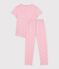Pyjama enfant en coton manches courtes jambes longues imprim&eacute; rose/multicouleur