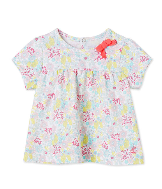 T-shirt bébé fille imprimé blanc ECUME/blanc MULTICO