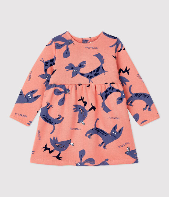 Robe imprimé animaux en molleton bébé rose PAPAYE/ MULTICO