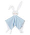 Doudou lapin bébé en côte bleu ACIER/blanc MARSHMALLOW