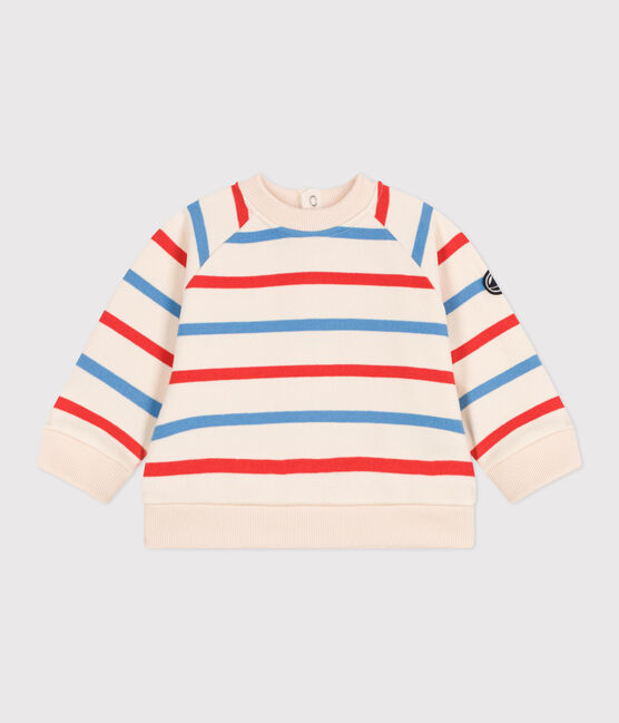 Sweat bébé en coton, imprimé rayures marinière bicolores blanc AVALANCHE/ MULTICO