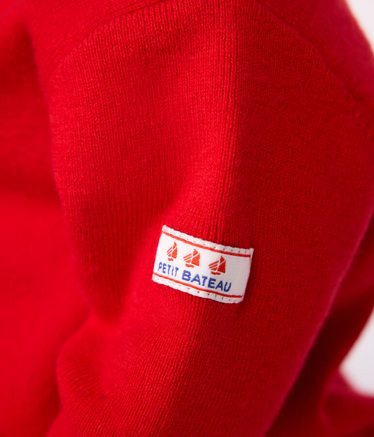 Pull marin b&eacute;b&eacute; en laine et coton uni rouge POMPEI