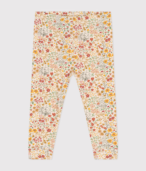 Legging en coton b&eacute;b&eacute; &eacute;cru/multicouleur