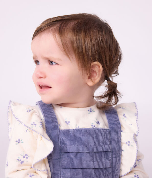 Blouse b&eacute;b&eacute; en coton manches longues imprim&eacute;e fleurs &eacute;cru/multicouleur