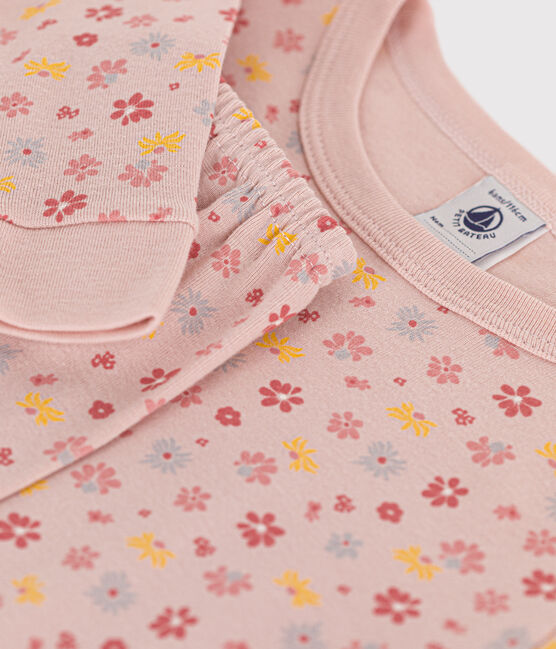 Pyjama ajusté en coton imprimé fleurs enfant SALINE/ MARSHMALLOW
