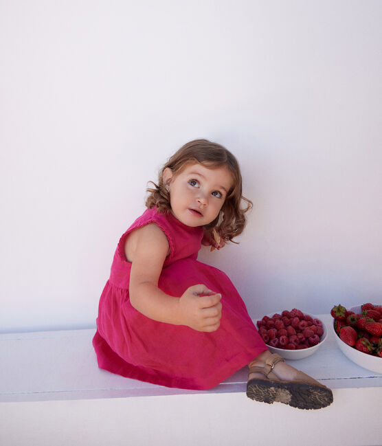 Robe sans manche en lin bébé rose DELHI