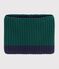 Snood enfant en tricot bicolore doubl&eacute; polaire vert/bleu