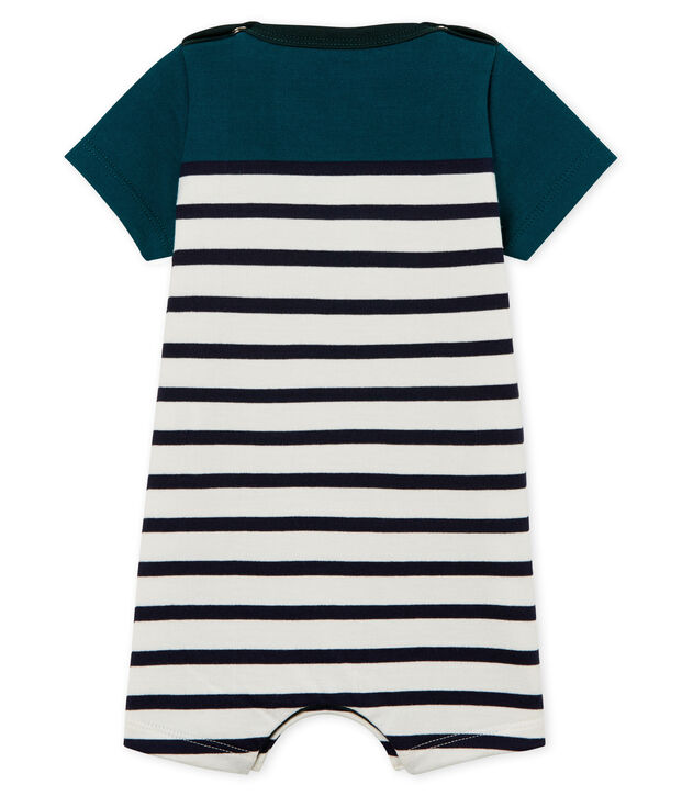Combicourt b&eacute;b&eacute; gar&ccedil;on en jersey lourd ray&eacute; vert/blanc/bleu