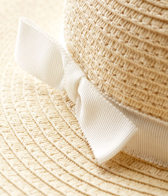 Chapeau de paille bébé fille rose NATUREL