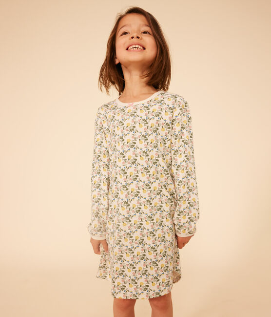 Chemise de nuit en coton motif fleurs enfant blanc AVALANCHE/ MULTICO