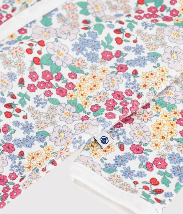 Pyjama b&eacute;b&eacute; en tubique imprim&eacute; &agrave; fleurs blanc/multicouleur