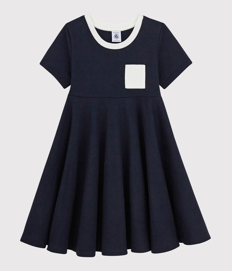 Robe manches courtes en jersey enfant fille bleu SMOKING