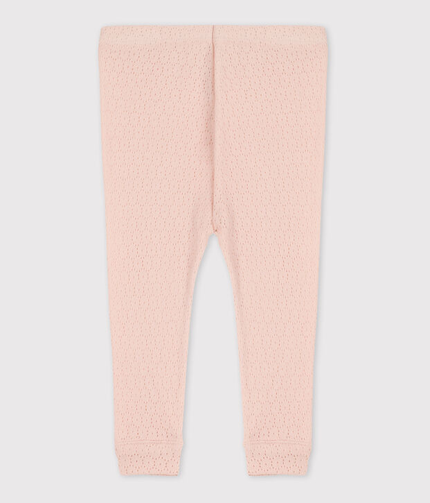Legging b&eacute;b&eacute; en coton ajour&eacute; rose