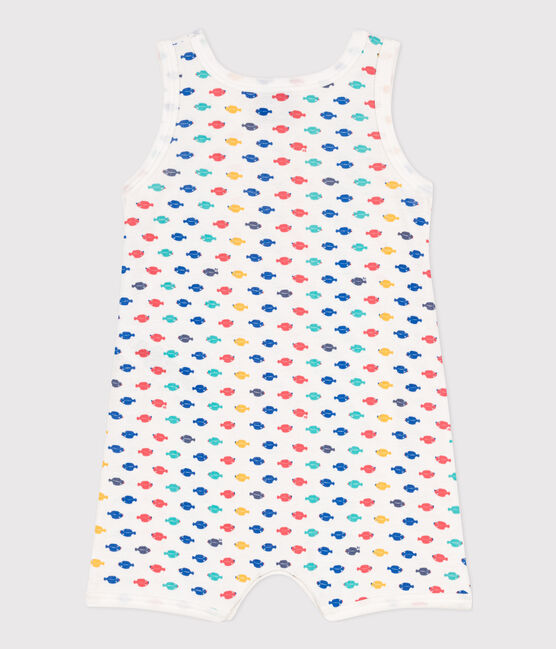 Combinaison courte animaux marins en coton bébé blanc MARSHMALLOW/blanc MULTICO