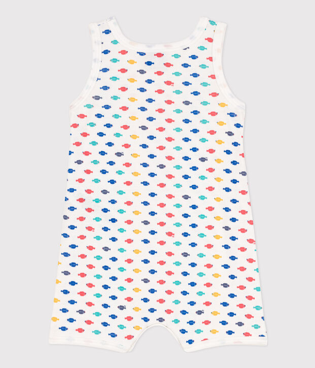 Combinaison courte animaux marins en coton b&eacute;b&eacute; blanc/multicouleur