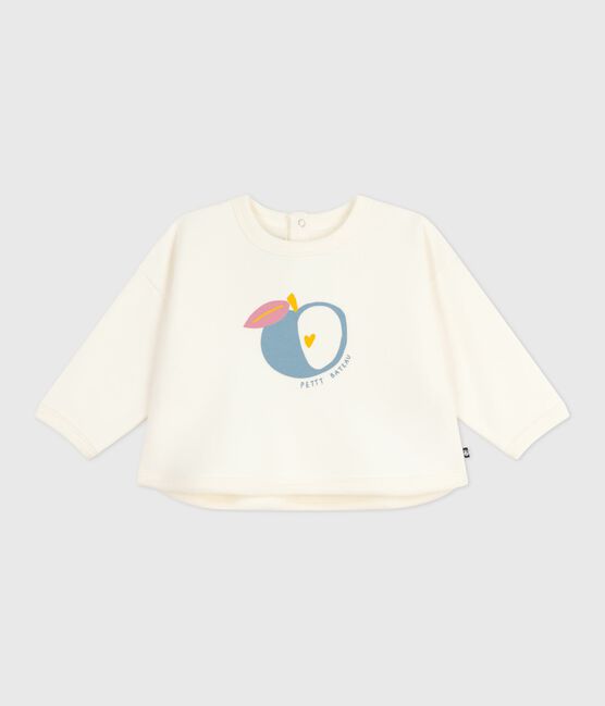 Sweatshirt bébé en coton doux et chaud motif pomme écru MILK