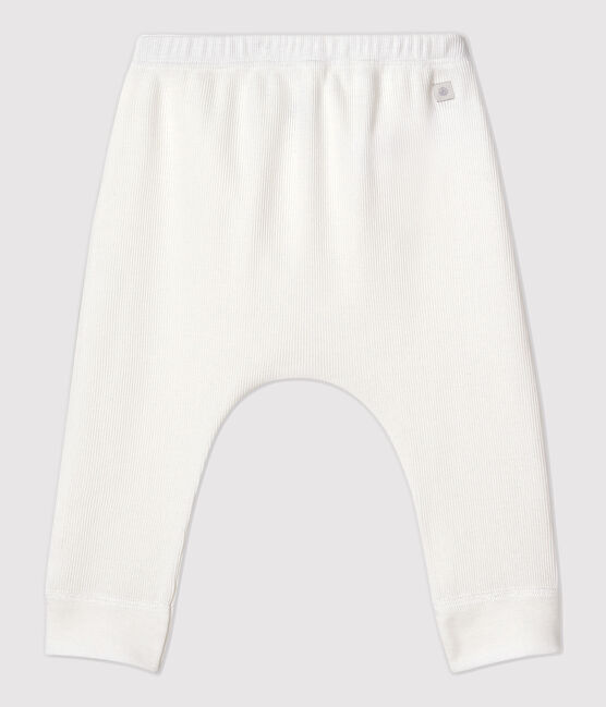 Caleçon bébé en côte 2x2 en coton biologique blanc MARSHMALLOW