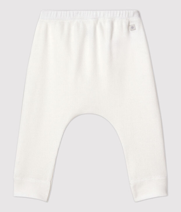 Cale&ccedil;on b&eacute;b&eacute; en c&ocirc;te 2x2 en coton biologique blanc