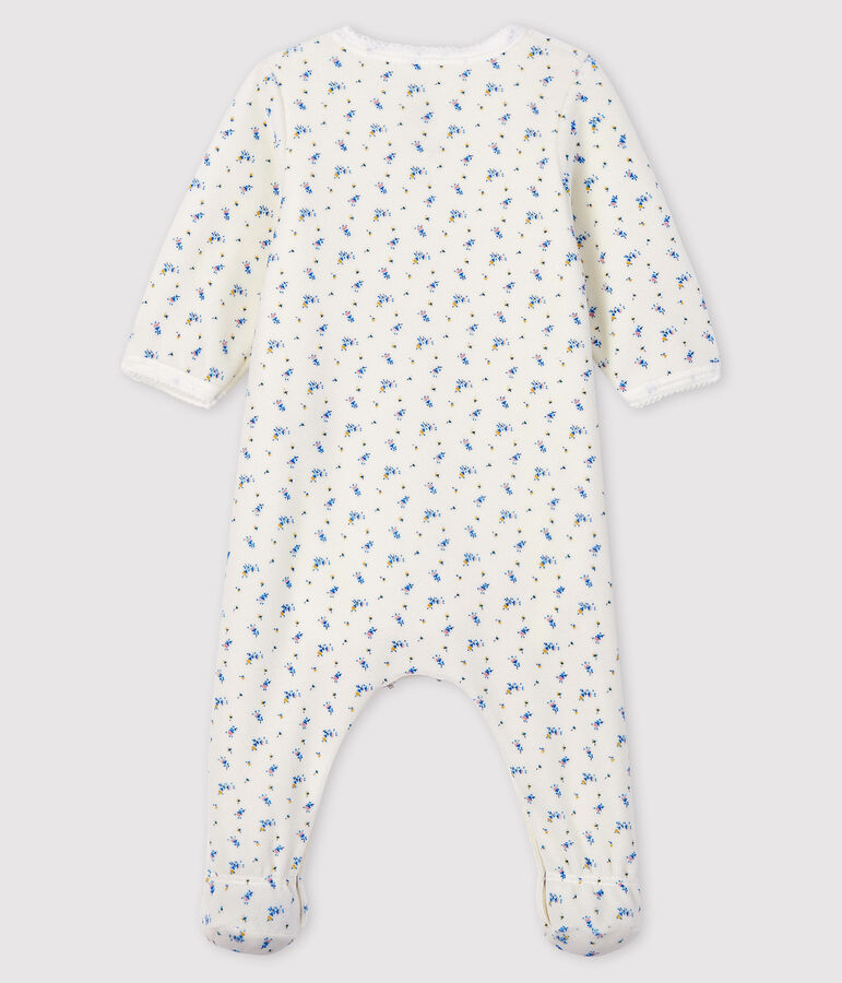 Bodyjama &agrave; imprim&eacute; fleurs b&eacute;b&eacute; en velours de coton biologique blanc MARSHMALLOW/blanc MULTICO
