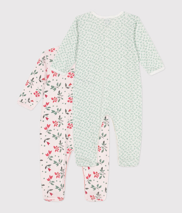 Lot de 2 pyjamas b&eacute;b&eacute; en coton fleuris multicouleur