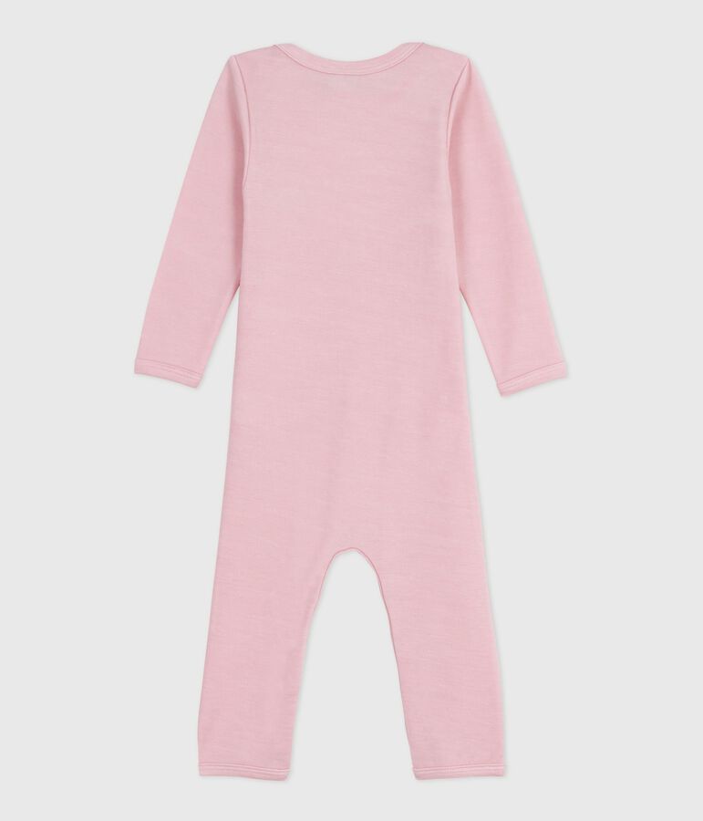 Body jambes longues b&eacute;b&eacute; en laine et coton rose JOLI