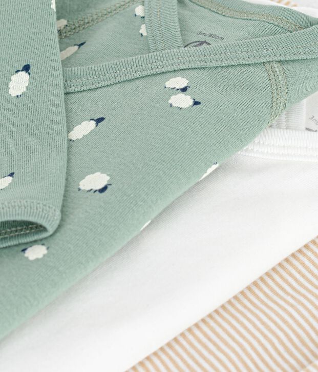 Lot de bodies crois&eacute;s manches longues en coton imprim&eacute; b&eacute;b&eacute; multicouleur