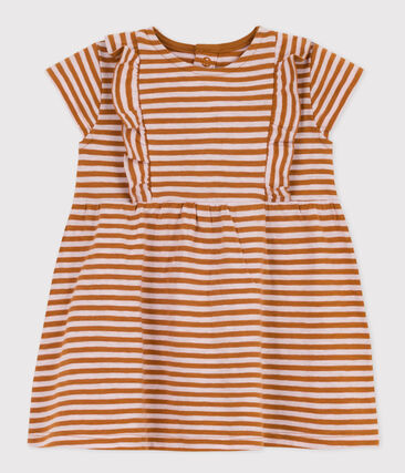 PETIT BATEAU - Robe manches courtes bébé en jersey flammé rayé