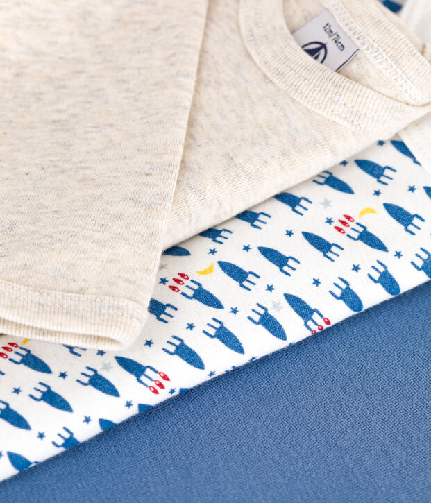 Lot de 3 bodies manches longues imprim&eacute; fus&eacute;e en coton b&eacute;b&eacute; multicouleur