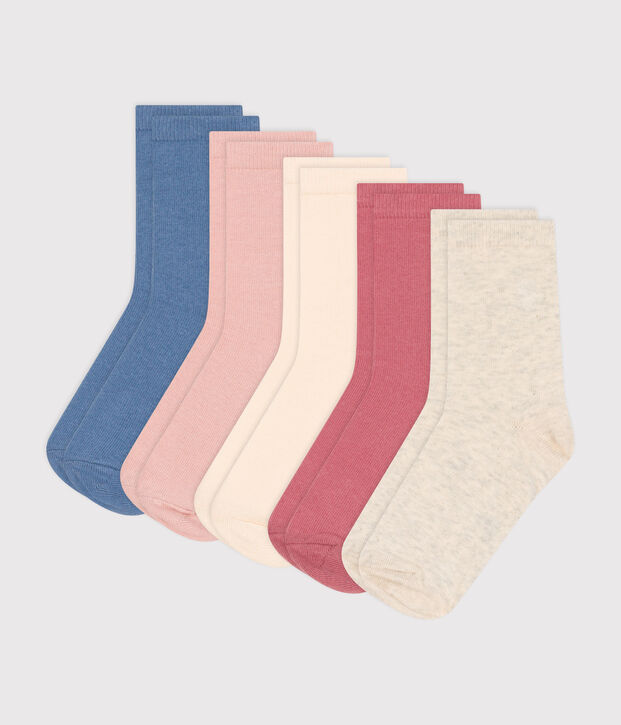 5 paires de chaussettes en coton unies enfant multicouleur