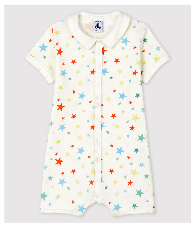 Combicourt &agrave; &eacute;toiles multicolores en coton biologique blanc MARSHMALLOW/blanc MULTICO