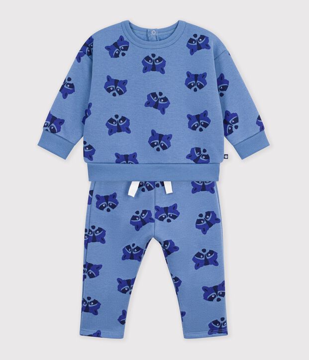 Ensemble sweatshirt et pantalon b&eacute;b&eacute; en coton imprim&eacute; animalier bleu/multicouleur